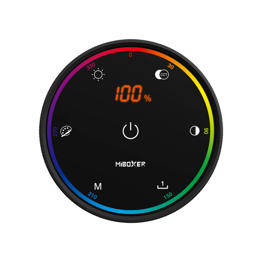 Miboxer K6 – RGB+CCT Drehregler-Fernbedienung, 2,4 GHz LED Steuerung, 9 Lichteffekte & Szenen-Speicher