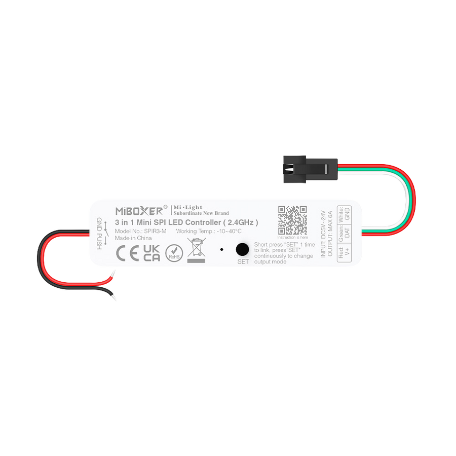MiBoxer SPIR3-M Mini SPI LED Controller – 3-in-1 einfarbig, RGB & RGBW, 2.4 GHz Funk, 5-24 V, 6 A