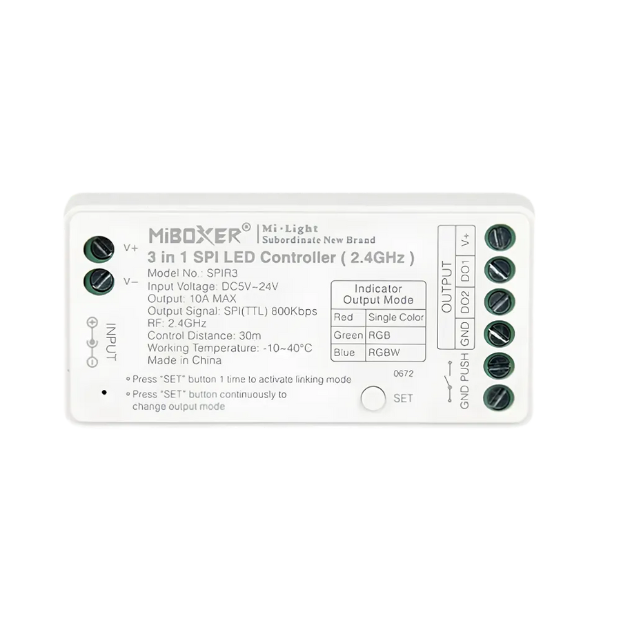 MiBoxer SPIR3 SPI LED Controller – 3-in-1 einfarbig, RGB & RGBW, 2.4 GHz Funk, 5-24 V, 10 A