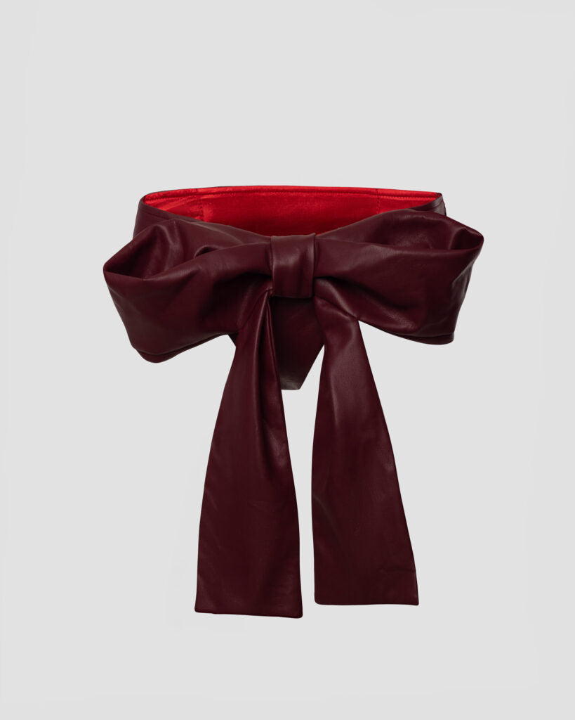 Bordeaux Mini Shorts with Bow