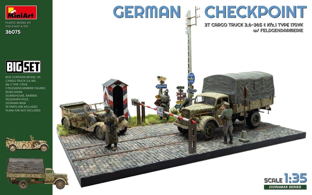 German Checkpoint. 3t Cargo Truck 3,6-36S & Kfz.1 Type 170VK w/ Feldgendarmerie - Big Set