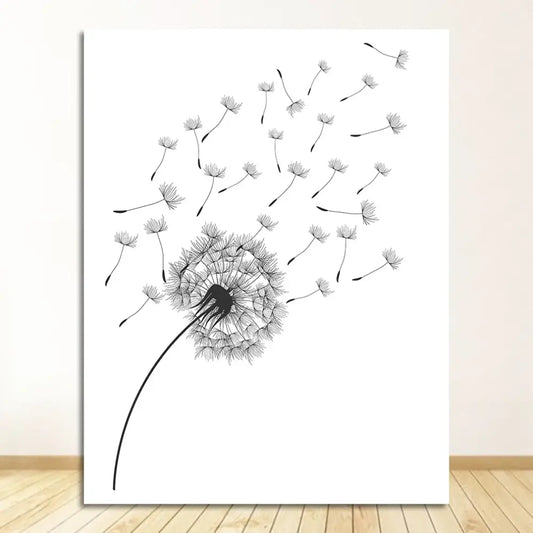 Black Gold Dandelion Canvas Art Set of 3 - 2500-02 / A4 21x30cm No Frame