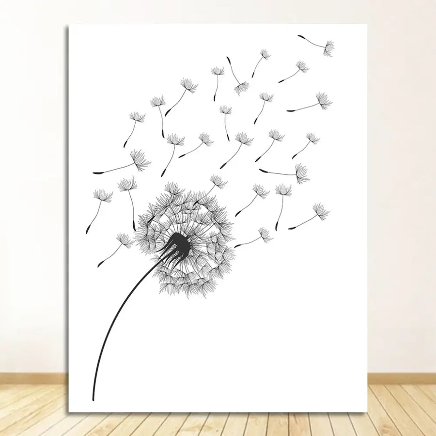 Black Gold Dandelion Canvas Art Set of 3 - 2500-02 / A4 21x30cm No Frame
