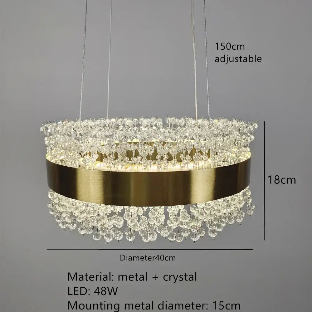 Gold Crystal Color-Changing LED Chandelier - Round 40cm / 3 Color change