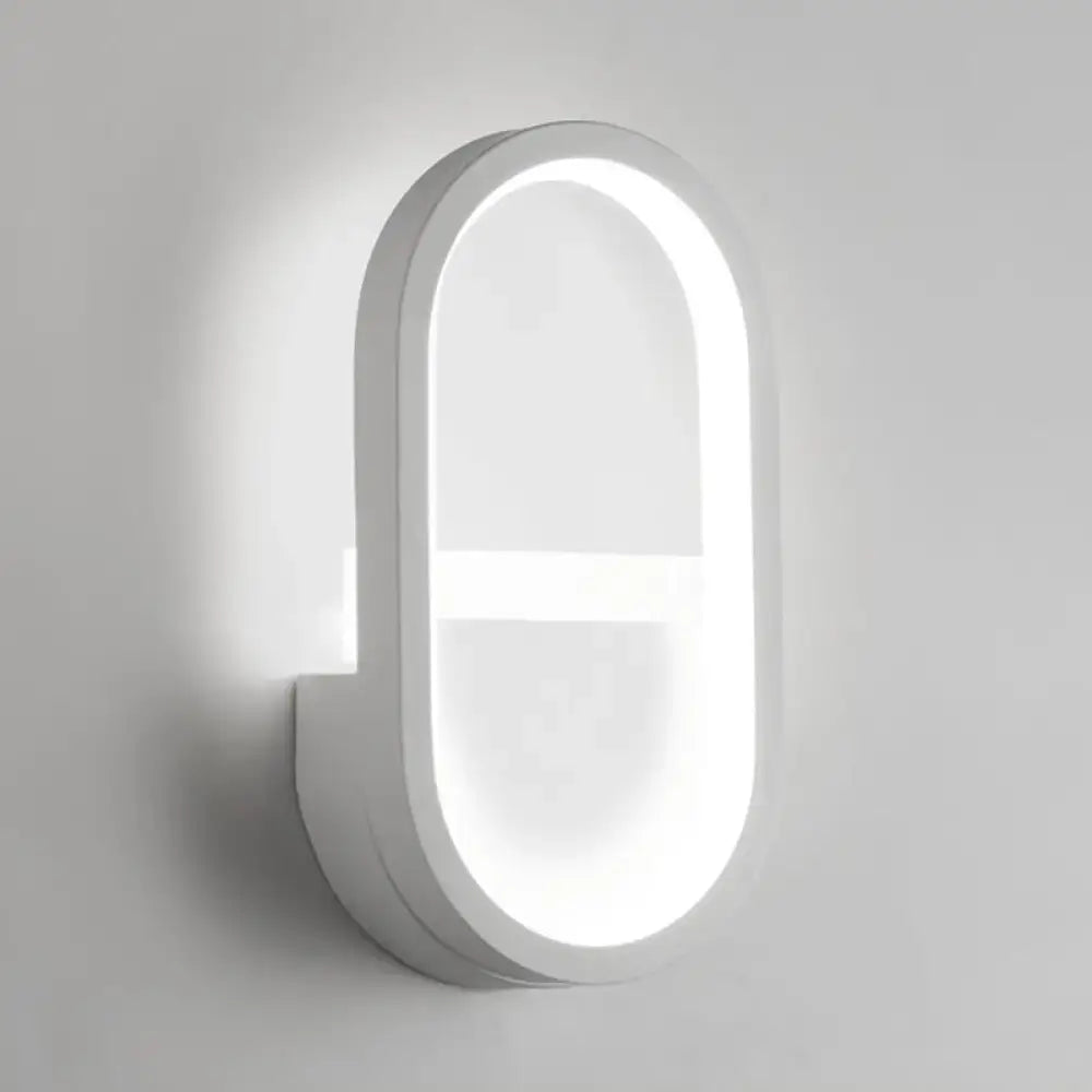 White Elliptical LED Wall Sconce - White / White