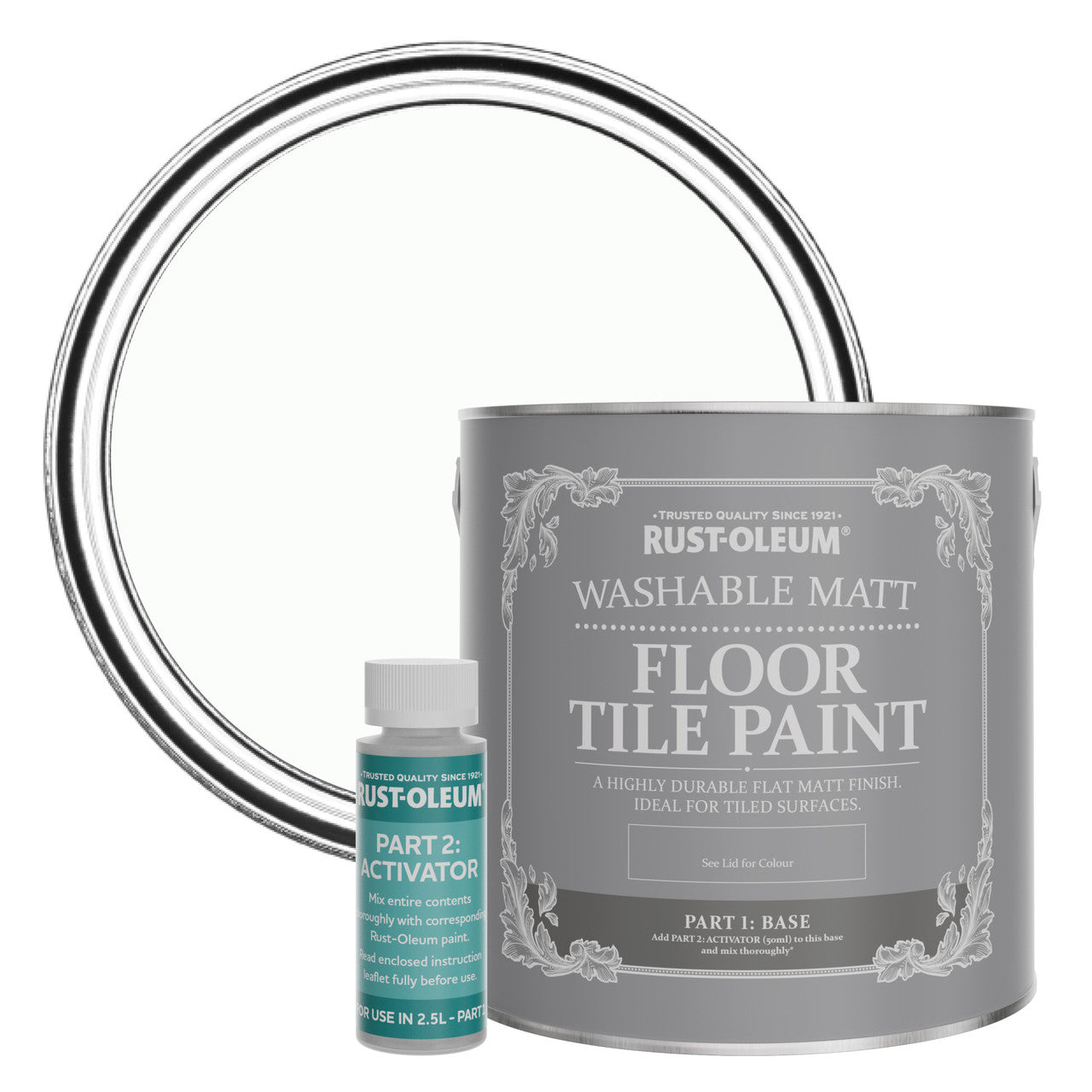 Rust-Oleum White Matt Floor Tile Paint - Moonstone 2.5L