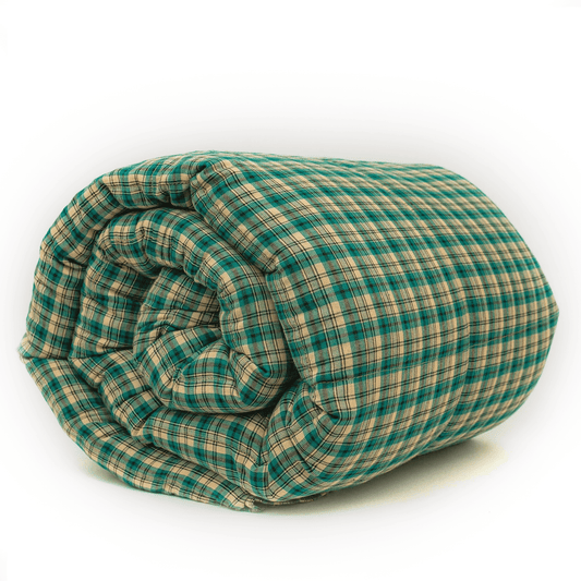 Green Khaki Plaid Cotton Weighted Blanket - Kids (38"x50") / 5lbs