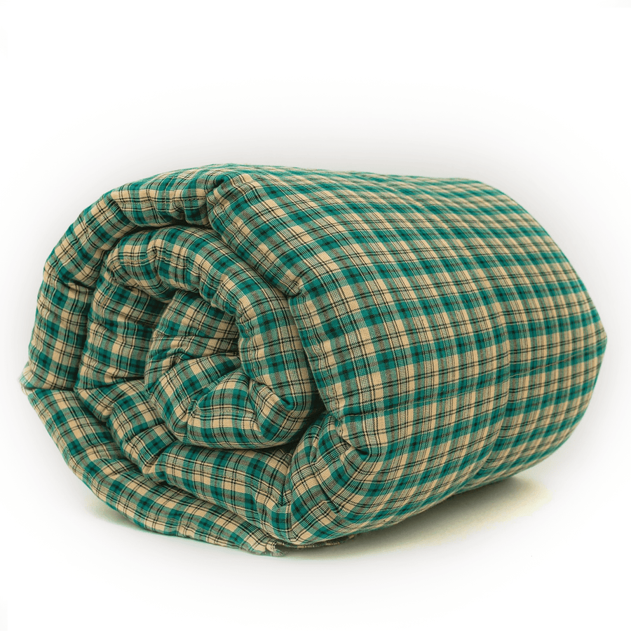 Green Khaki Plaid Cotton Weighted Blanket - Kids (38"x50") / 5lbs