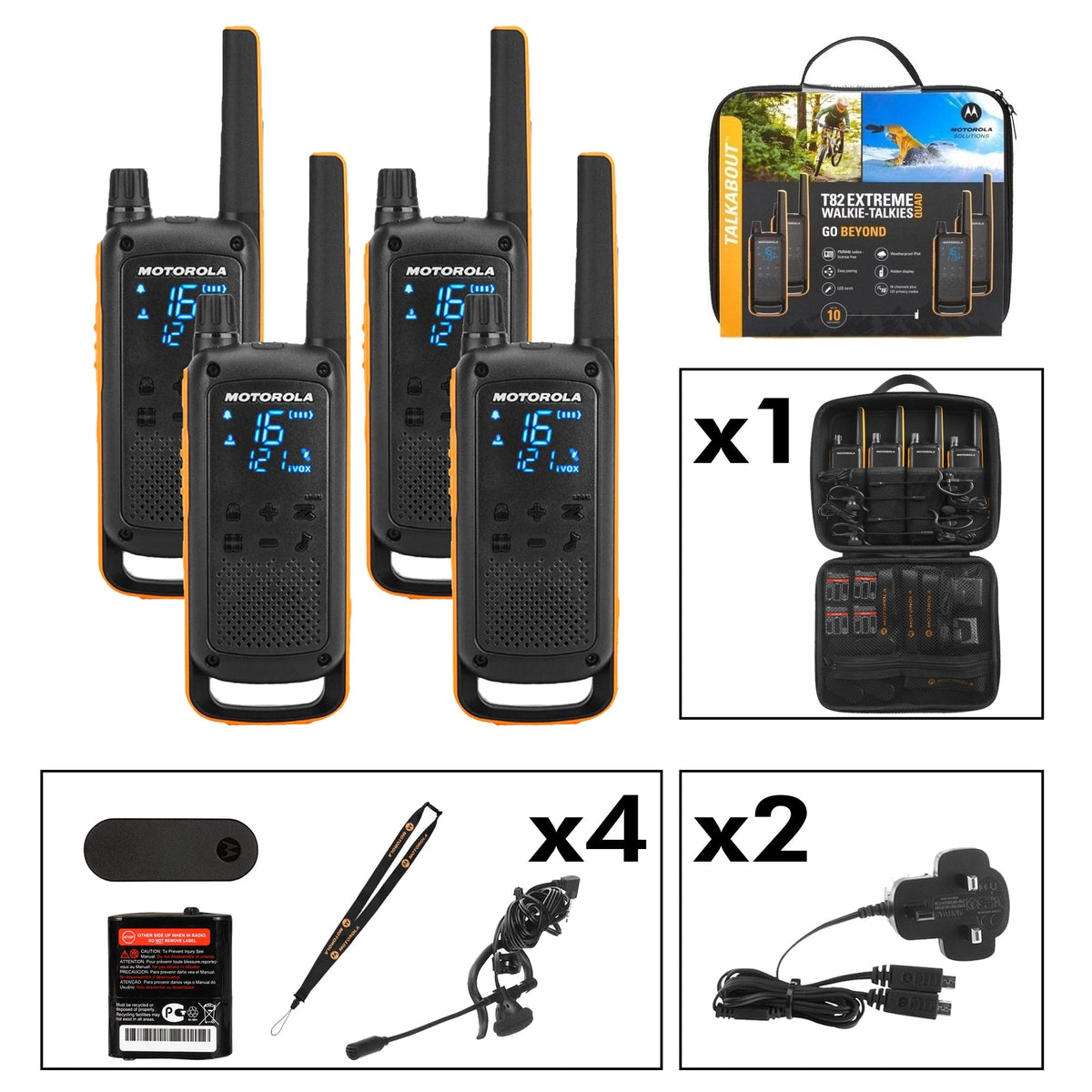 Motorola TALKABOUT T82 Extreme Quad Walkie Talkies