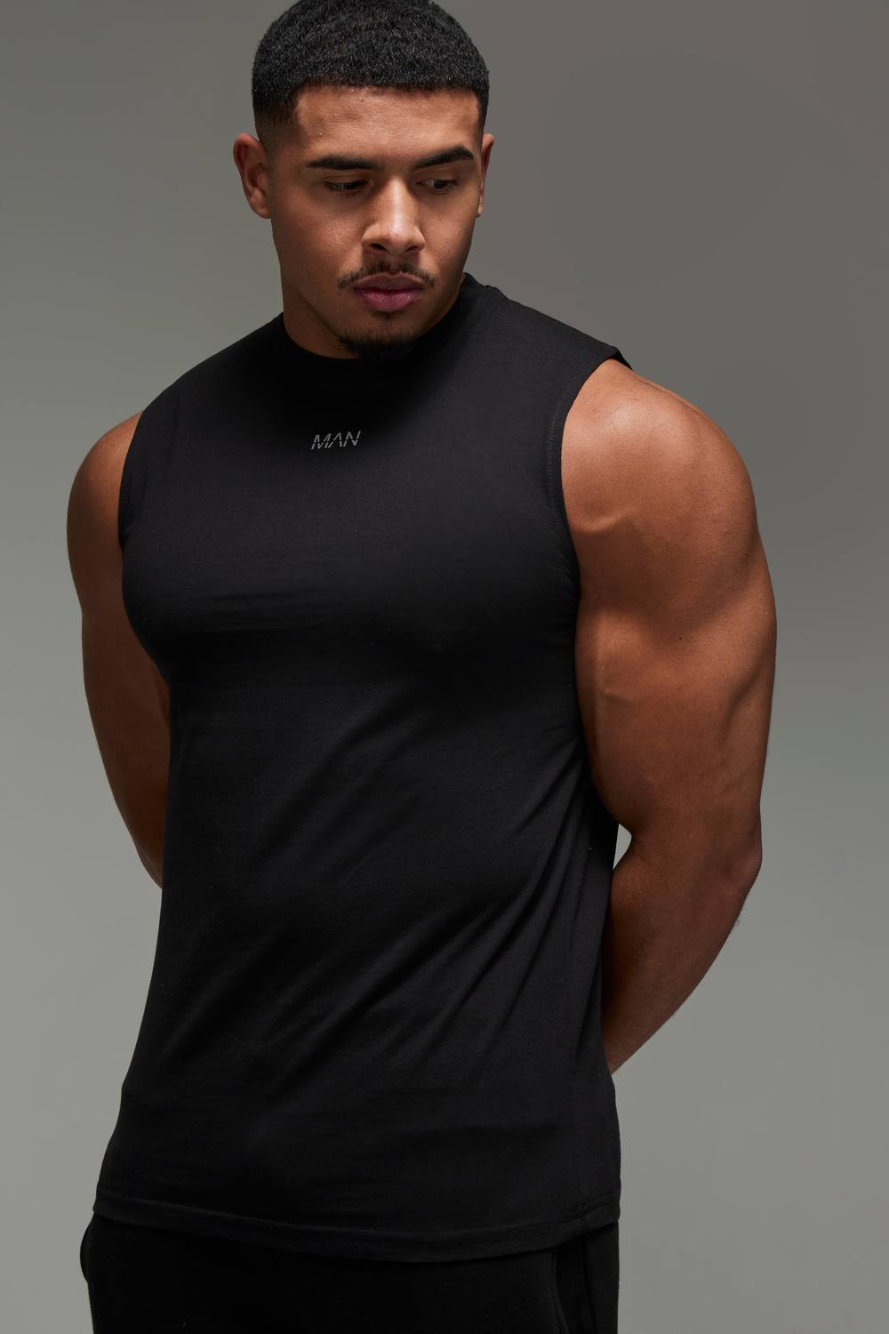 Man Reg Fit Gym Tank Top | Black | Size Medium