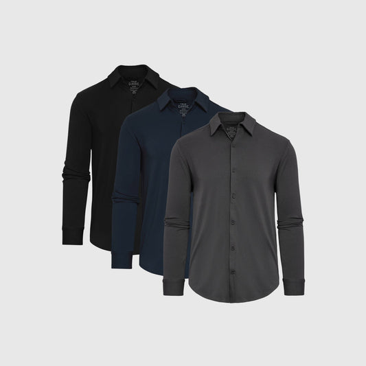 True Classic The Base Long Sleeve Knit Shirt 3-Pack | Small