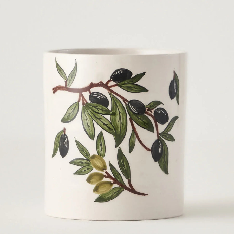 Olive Ceramic Utensil Holder