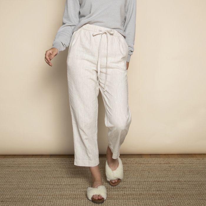 Dip & Doze Organic Cotton & Hemp Cropped Lounge Trousers Oat / S