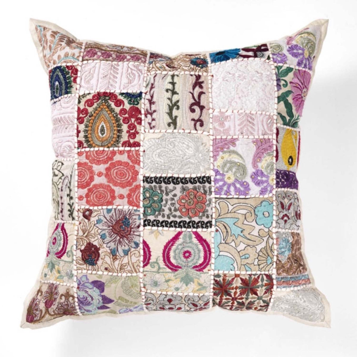 Indisches Patchwork Kissen Mar - Beige