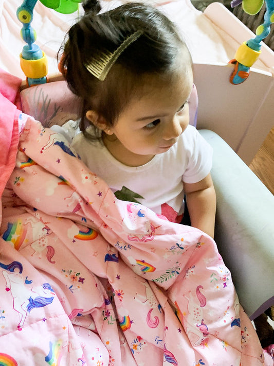 Unicorn Weighted Blanket - Kids (38"x50") / 5 lbs / Blue