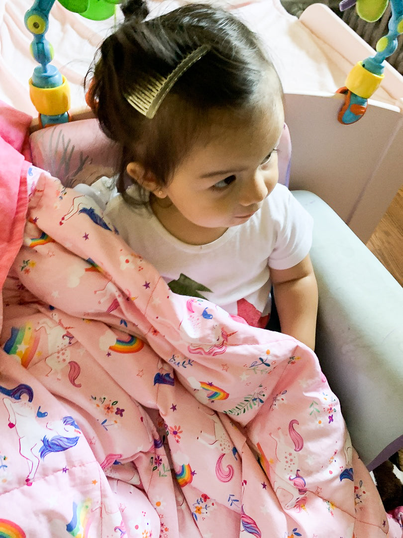Unicorn Weighted Blanket - Kids (38"x50") / 5 lbs / Blue