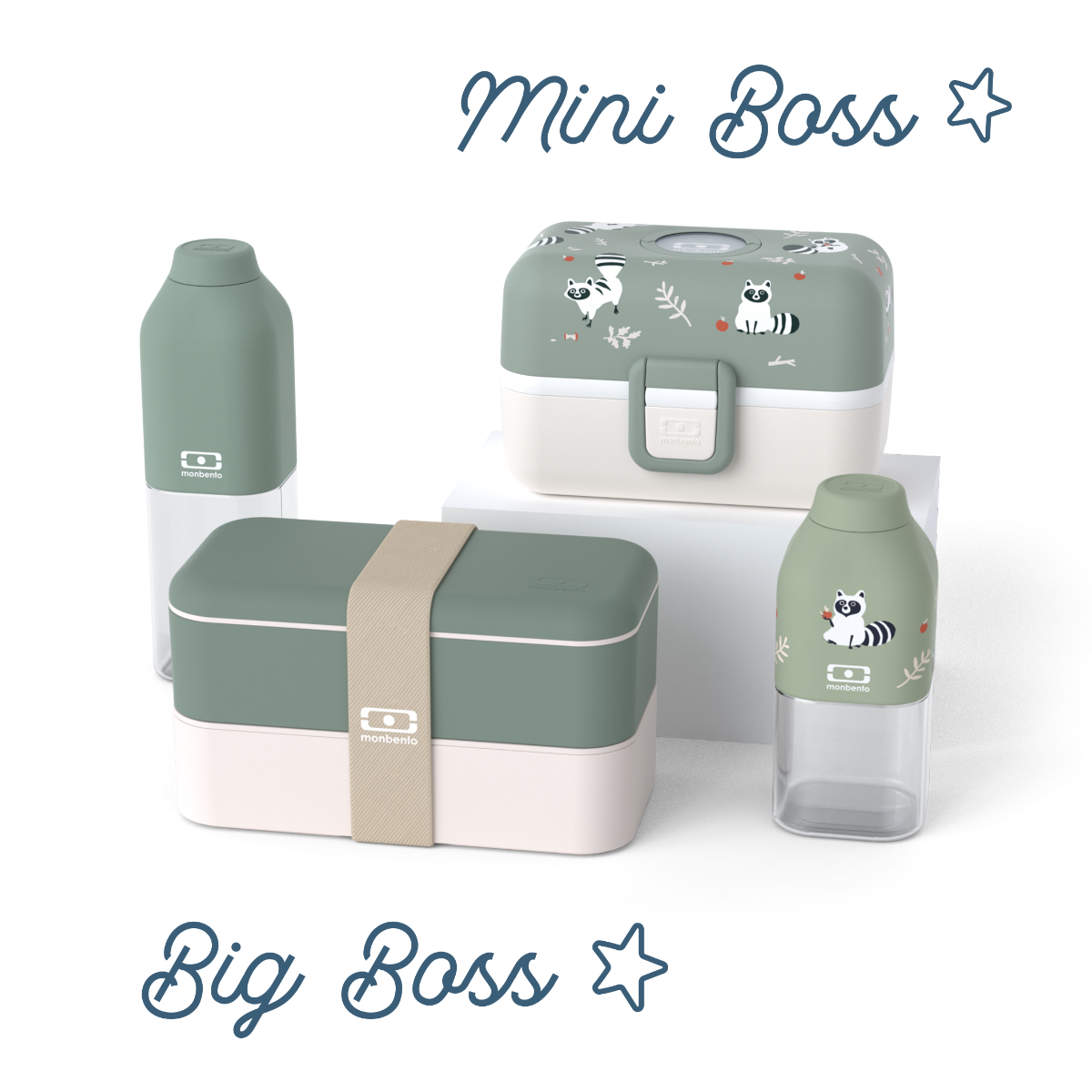 Set Lunchboxen Eltern-Kind "Big Boss/Mini Boss" grün
