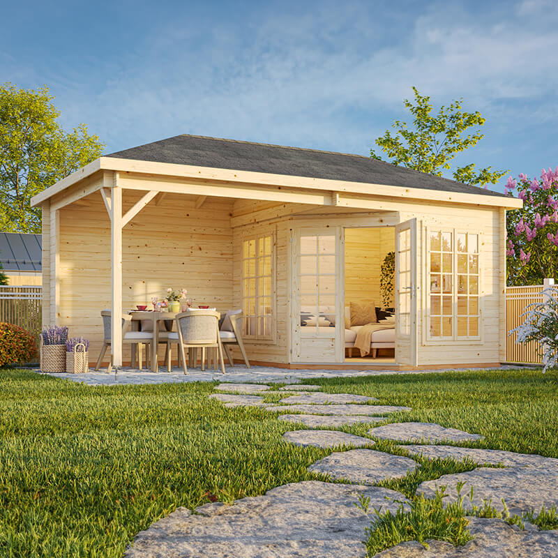 Palmako Melanie 5.7m x 3m Corner Log Cabin Summer House (28mm)