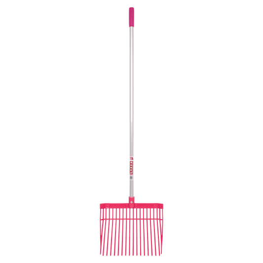 PC Bedding Fork with Straight Handle | Lightweight Stable and Yard Mucking Out Fork - Pink