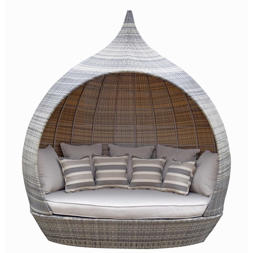 Pearl Rattan Garden Day Bed - Choice Of Colours - Natural-Brown