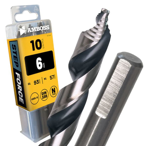 10 x  STEP Force Metallbohrer DIN 338 - Ø:6 mm