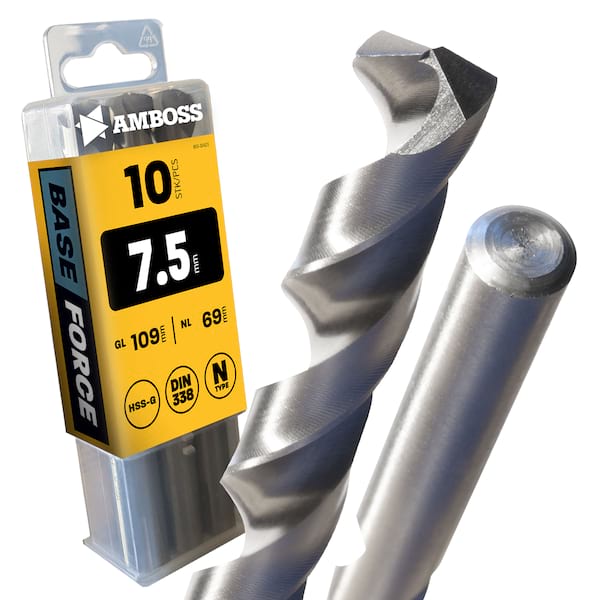 10 x  BASE Force Metallbohrer DIN 338 - Ø:7.5 mm