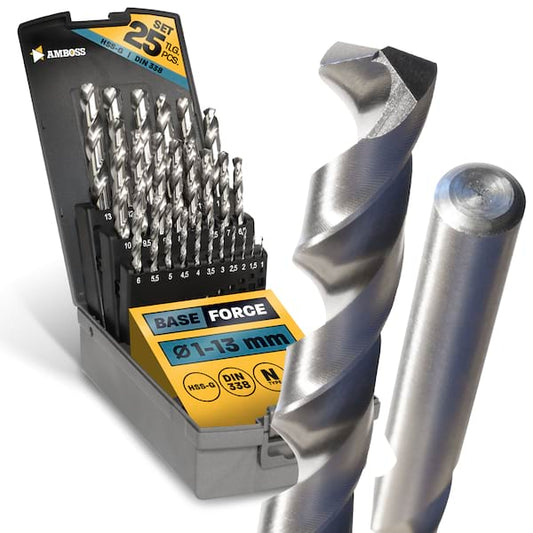 25-tlg. Base Force Set Spiralbohrer HSS-G DIN 338 (Ø 1-13 mm)