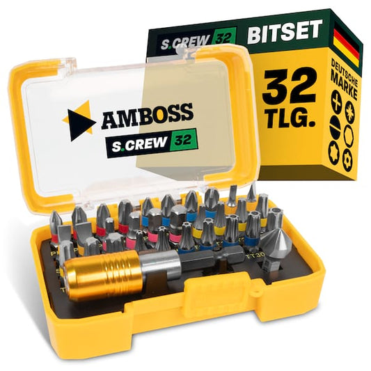 32-tlg. Amboss Werkzeuge Bitset mit Kegelsenker und Magnetbithalter
