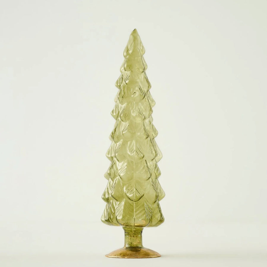 Pine Tree Glass Christmas Ornament - Green