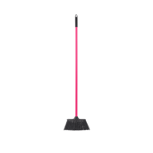 Poly Yard Broom | Lightweight Narrow Profile Soft Bristle Yard and Site Broom - Pink