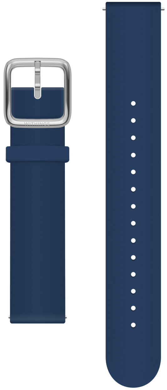 Premium Silicon wristband nightblue, silver buckle, 20mm