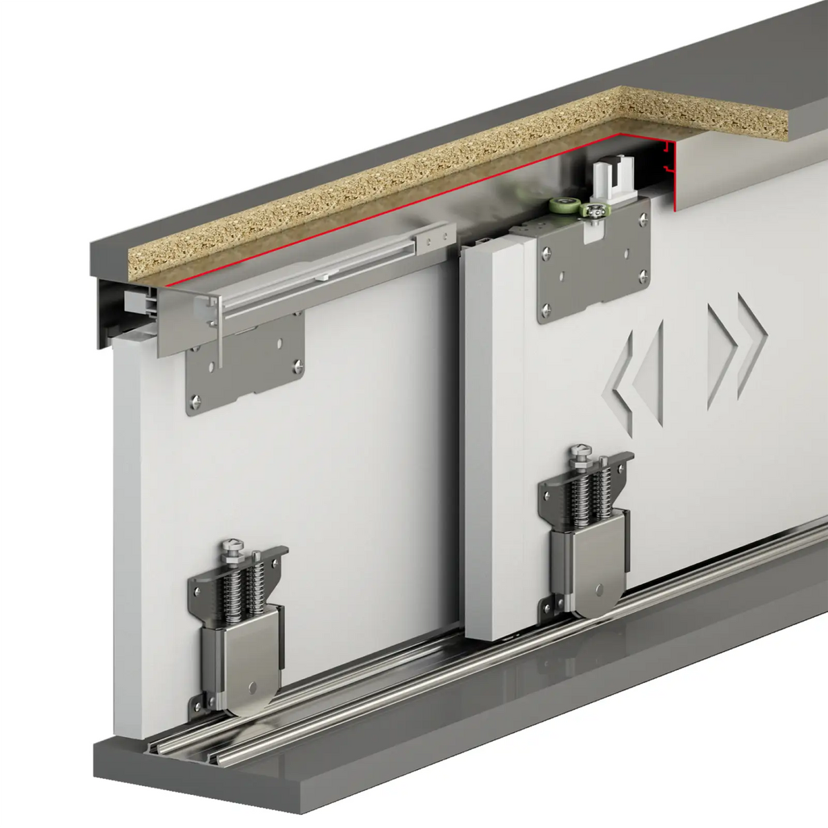 PS-Slide Sliding Door Wardrobe System - 2 Door - 1200mm Track - Both Way Soft Close