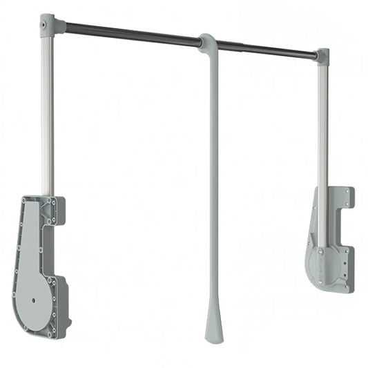 Pull Down Wardrobe Rail - 15Kg Soft Close 750mm-1150mm - Grey
