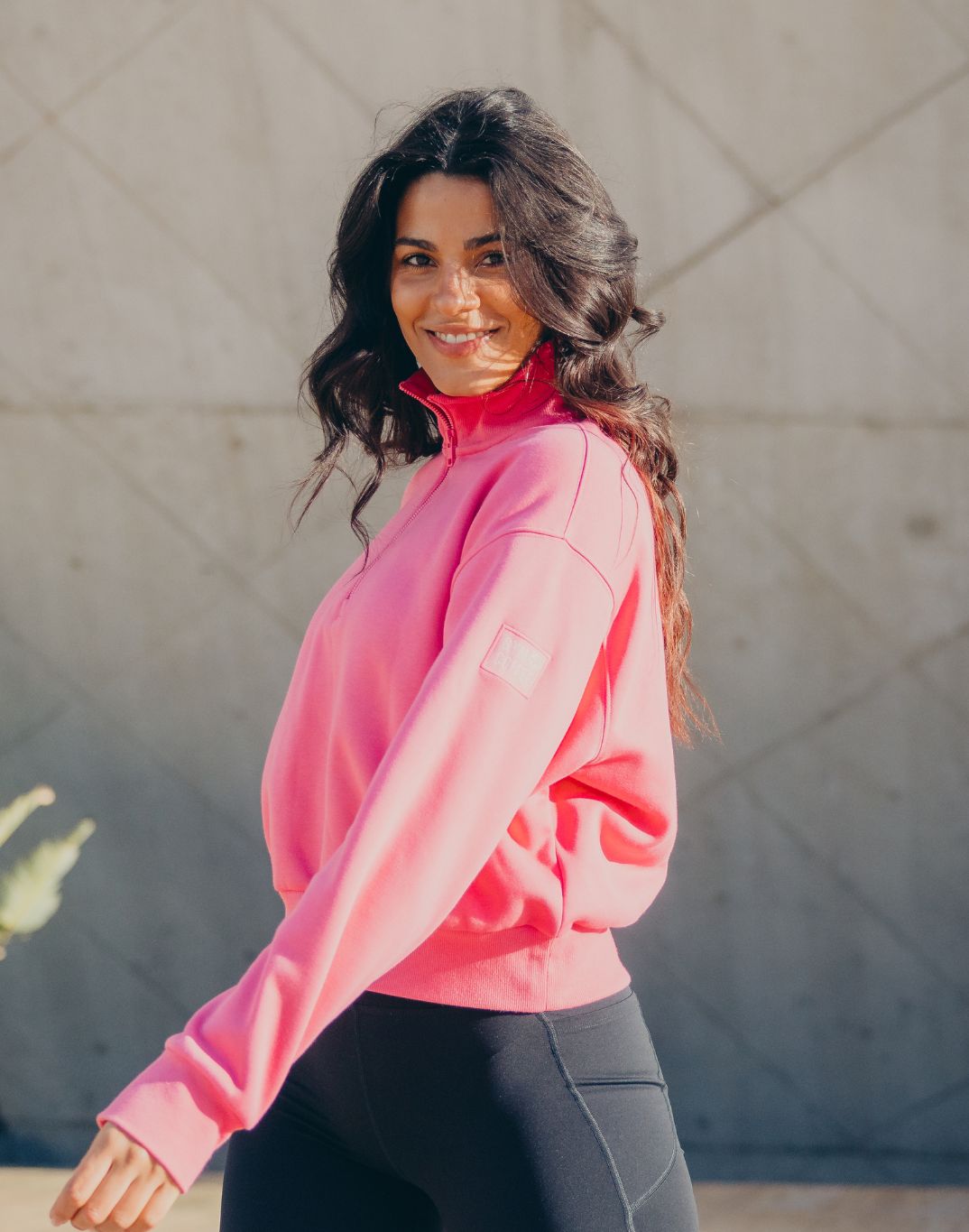 Ribbed Quarter Zip in Sangria Sunset - XS/6-8 / Sangria Sunset
