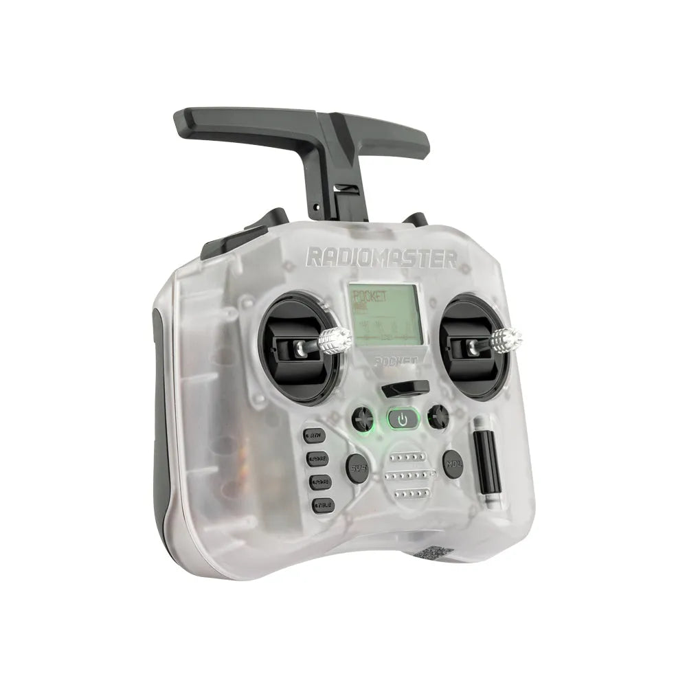 RadioMaster Pocket 2.4GHz 16CH ELRS/CC2500 Hall Gimbals Radio Controller for FPV Racing Drones with Built-in LED Lights - Transparent White / CC2500