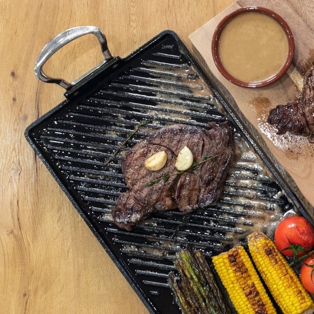 Samuel Groves Recycled Cast Iron Double Burner Griddle, 45cm – Lifetime Guarantee