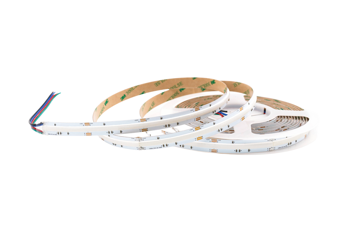 COB RGB LED Streifen 12 mm – 1080 LEDs/m, 24V, 14 W/m, 5m – punktfrei, 180° Abstrahlwinkel, IP33