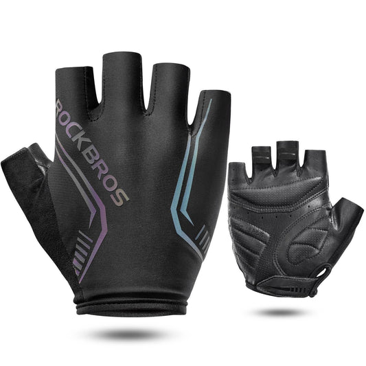 ROCKBROS Bunte reflektierende Kurzfingerhandschuhe - M