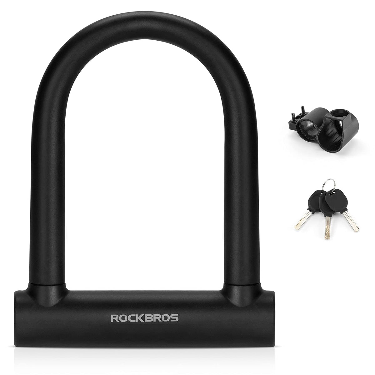 ROCKBROS Fahrrad Bügelschloss für Fahrräder & Motorräder aus legiertem - Schwarz / Bügelschloss