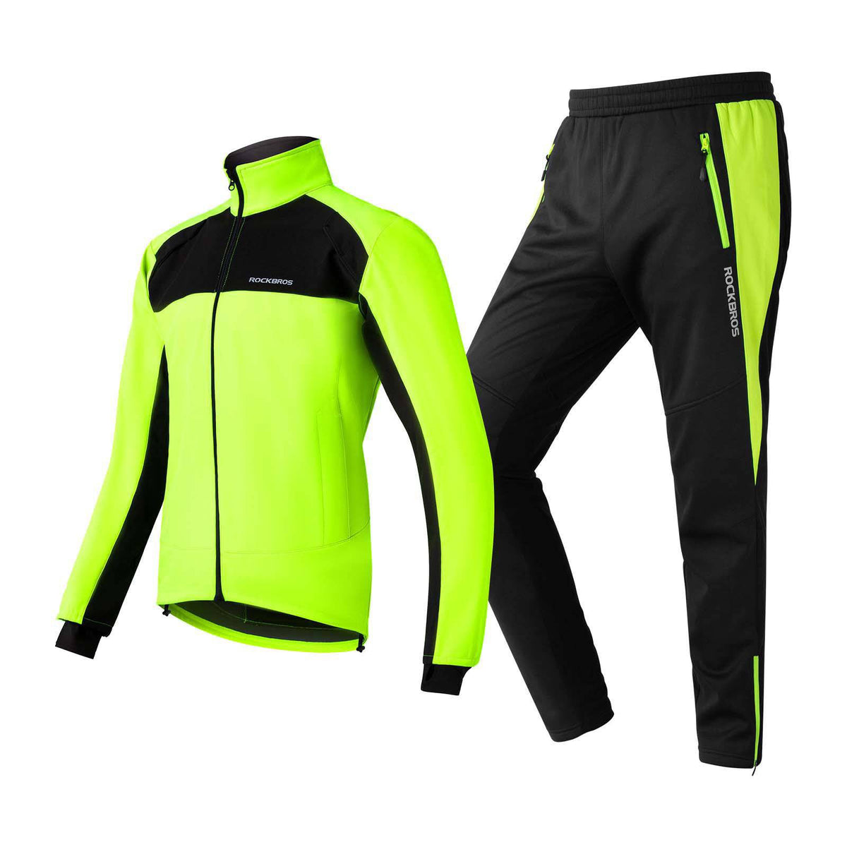 ROCKBROS Fahrrad Jacke & Hose Winter Fahrradanzug Leuchtendes Grün - M