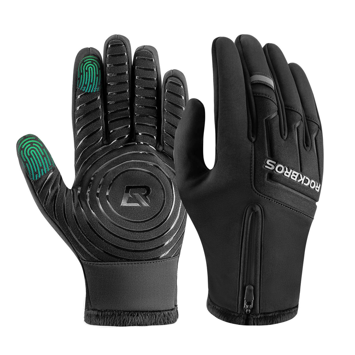 ROCKBROS Fahrradhandschuhe Touchscreen Warme Winterhandschuhe S-XL - Schwarz / EU SIZE S (ASIAN SIZE M)
