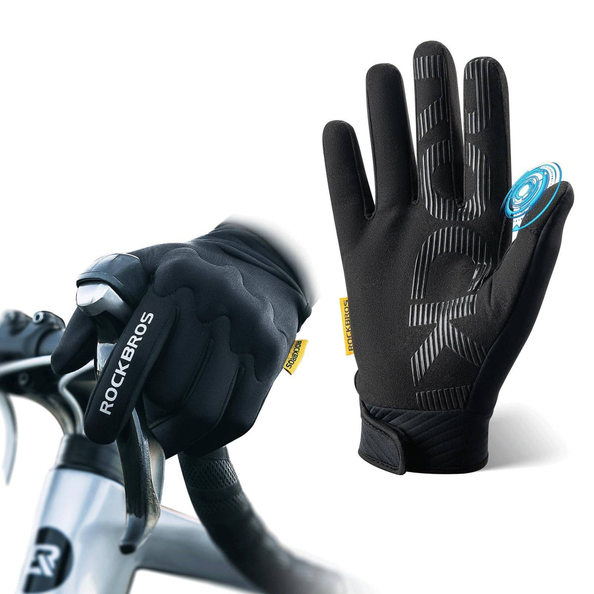 ROCKBROS Fahrradhandschuhe Warme Winddichte Vollfinger Sporthandschuhe - Asia S = EU XXS