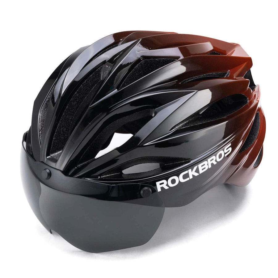 ROCKBROS Fahrradhelm Magnetischer Abnehmbarer MTB Helm mit Visier - Braun schwarz