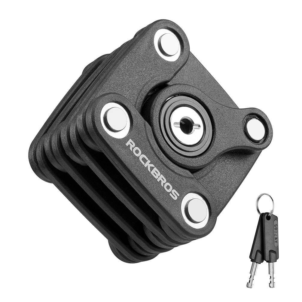 ROCKBROS Fahrradschloss Faltschloss 70 cm Lang Schwarz - Quadratisch