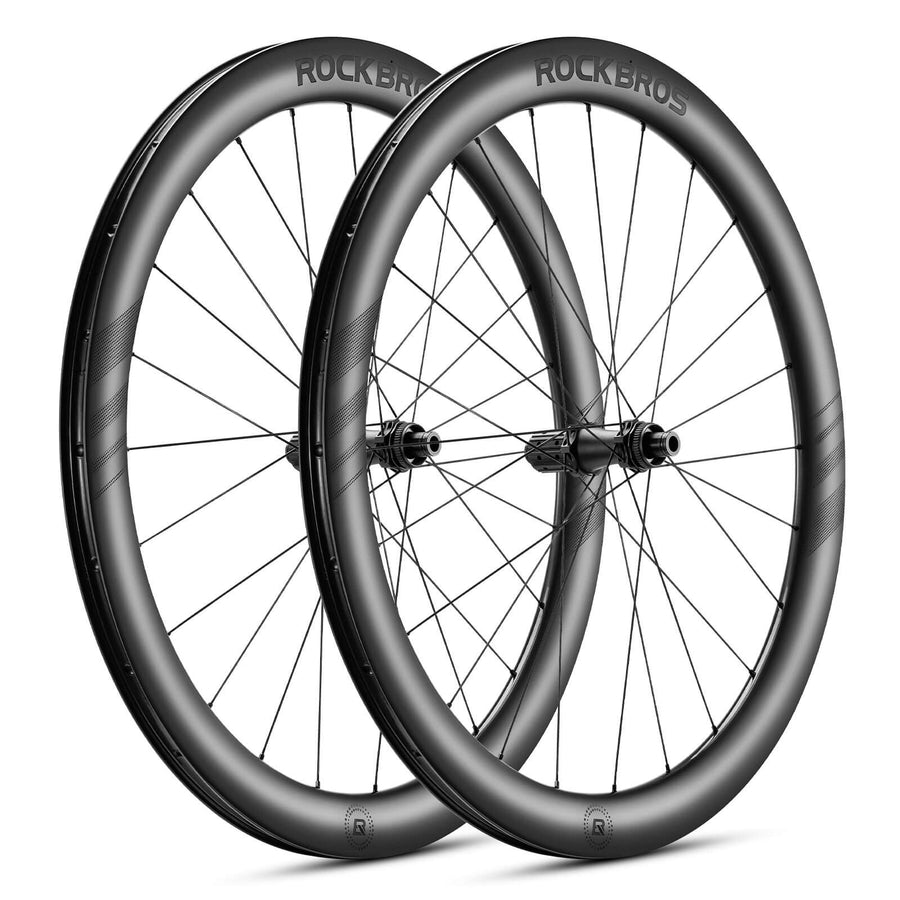 ROCKBROS T700 Carbon Laufradsatz 28‘‘ 50mm Scheibenbremse Steckachse Laufrad Set für Rennrad und SHIMANO 8-12 Fach 24 Speichen - Schwarz