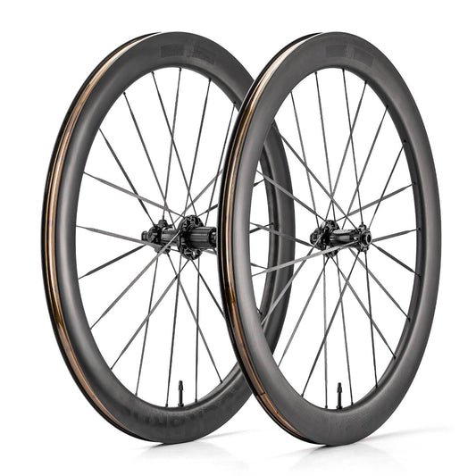 ROCKBROS T700 Carbon Laufradsatz 55mm Scheibenbremse Steckachse Laufrad Set für Rennrad Inklusive Vakuum-Reifenkissen - 36T-Stahllager