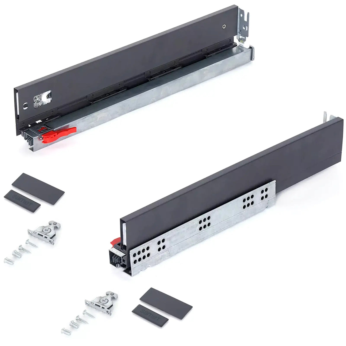SAMET Push to Open Soft Close Box Slim Sides Drawer Runners - 350mm