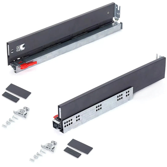 SAMET Push to Open Soft Close Box Slim Sides Drawer Runners - 350mm