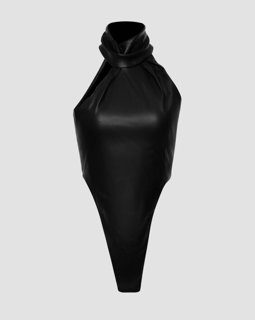 Leather Bodysuit with Cut-Outs