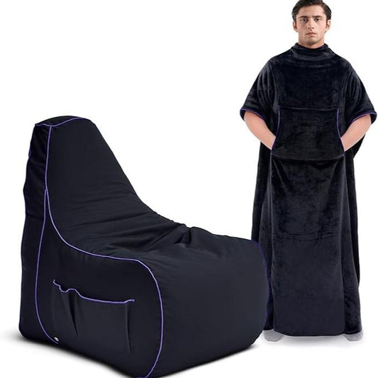 Gaming Blanket & Bean Bag Chair Gamer Beanbag & Blanket with Pockets - Dragon Skin
